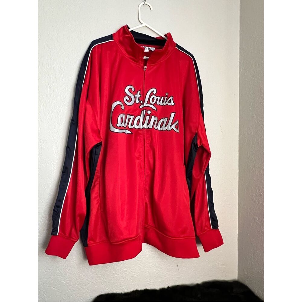 Majestic ST. LOUIS CARDINALS - RED ZIP FRONT WINDBREAKER Size 4x Jacket